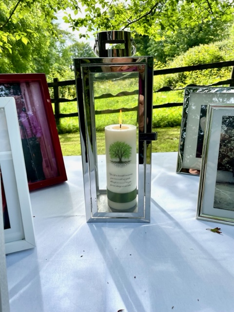 Ireland Wedding Traditions - Memorial Candle at outdoor ceremony at the Sirius Arts Centre, Cobh by Caroline McCarthy - Your Celebrant Ireland - Registered Solemniser & Celebrant